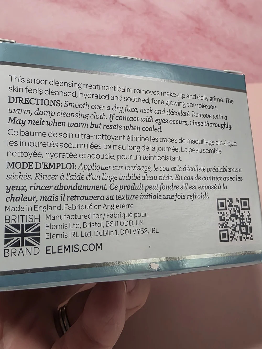 ELEMIS Pro-Collagen Rose Cleansing Balm in pale blue and white box